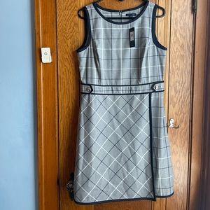 NWT Tommy Hilfiger Plaid Navy and Grey Button Dress